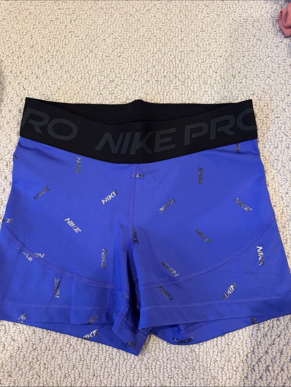 Nike Blue Pro Bike Shorts with Black Waistband